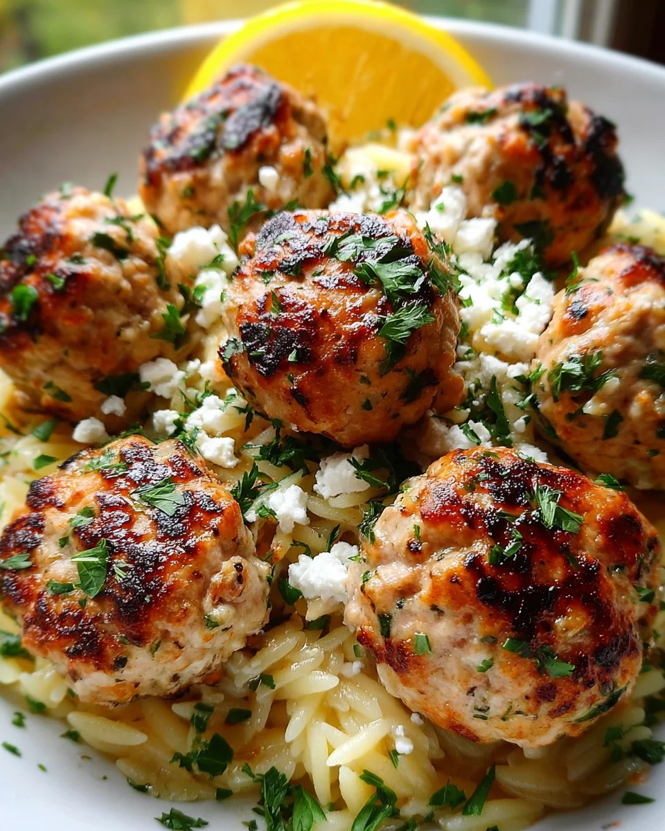 Greek Chicken Meatballs with Lemon Orzo 22 Greek