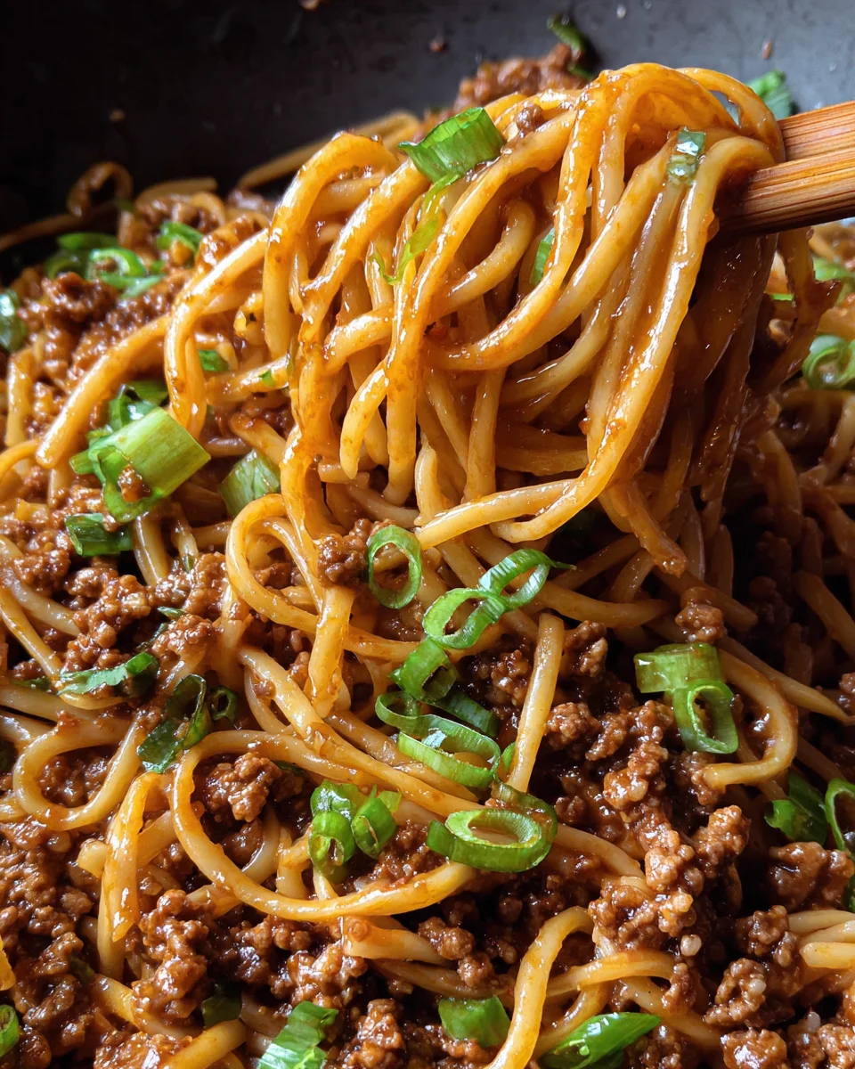 Ground Beef Mongolian Noodles