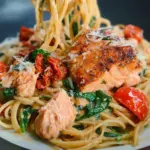 Healthy & Creamy Tuscan Salmon Pasta
