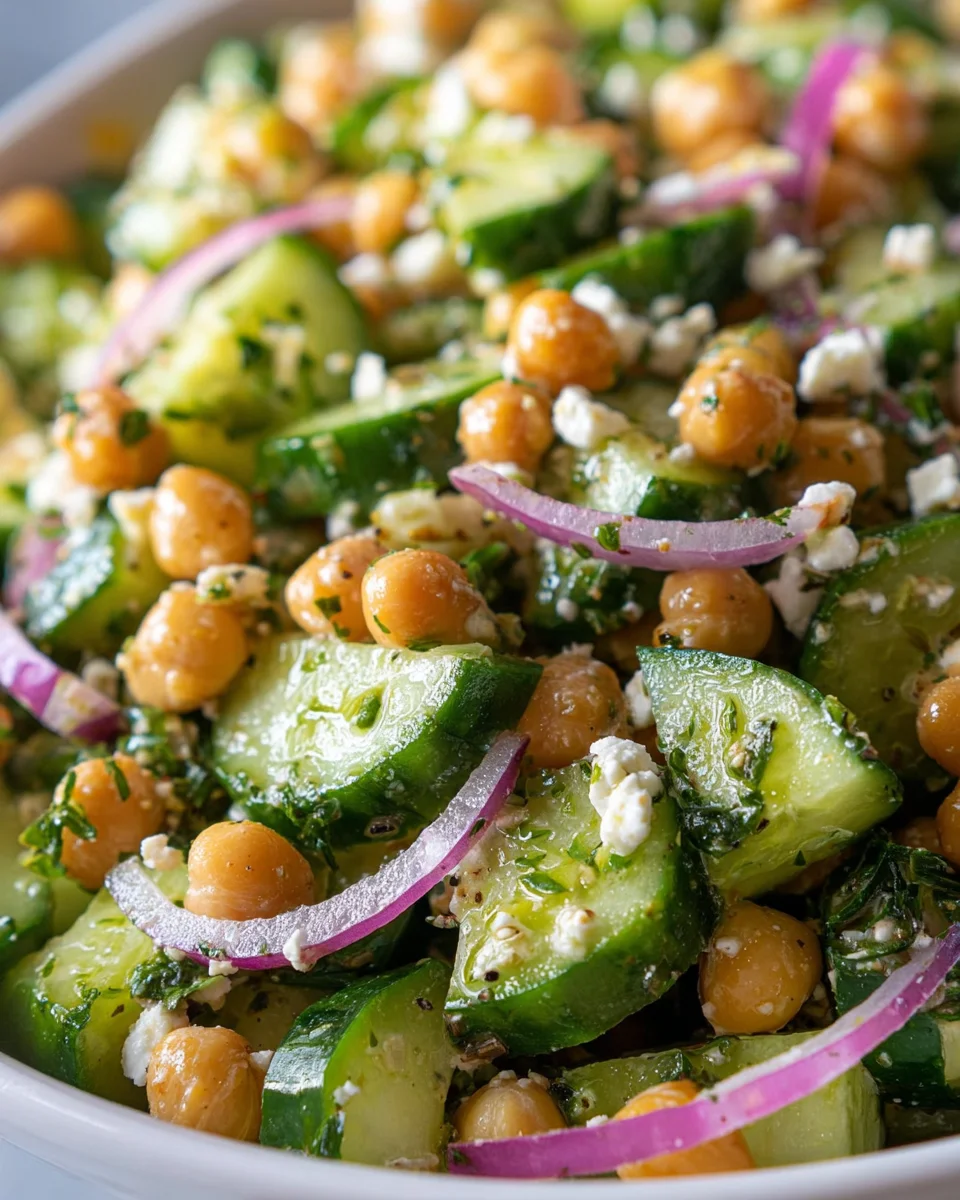 Herby Cucumber Salad with Feta and Chickpeas 17 Herby