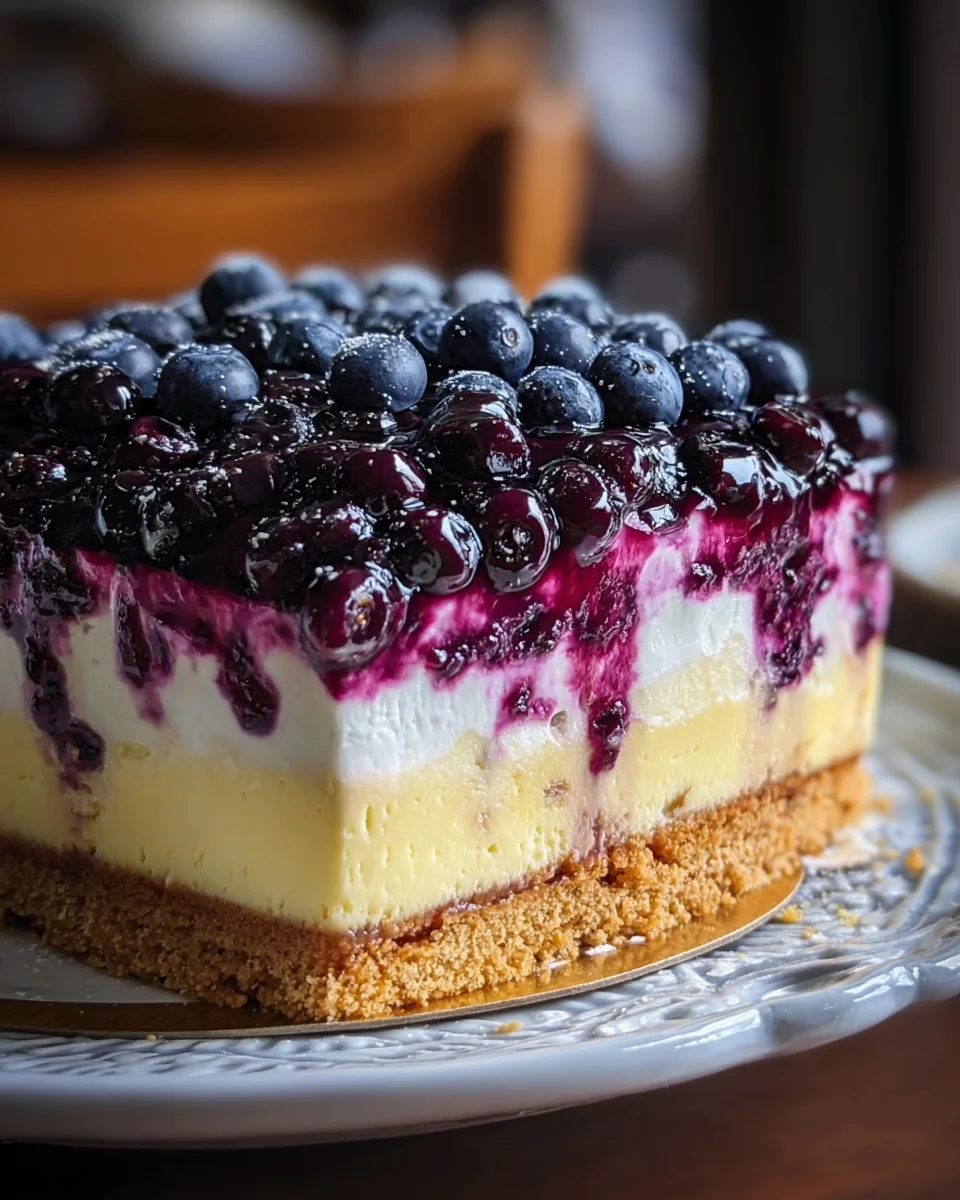 Lemon Blueberry Shortbread Mousse Cake