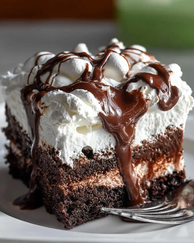 Marshmallow Chocolate Poke Cake
