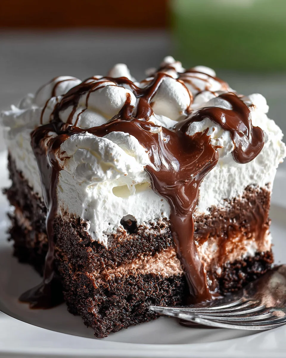 Marshmallow Chocolate Poke Cake 19 Marshmallow Chocolate Poke Cake