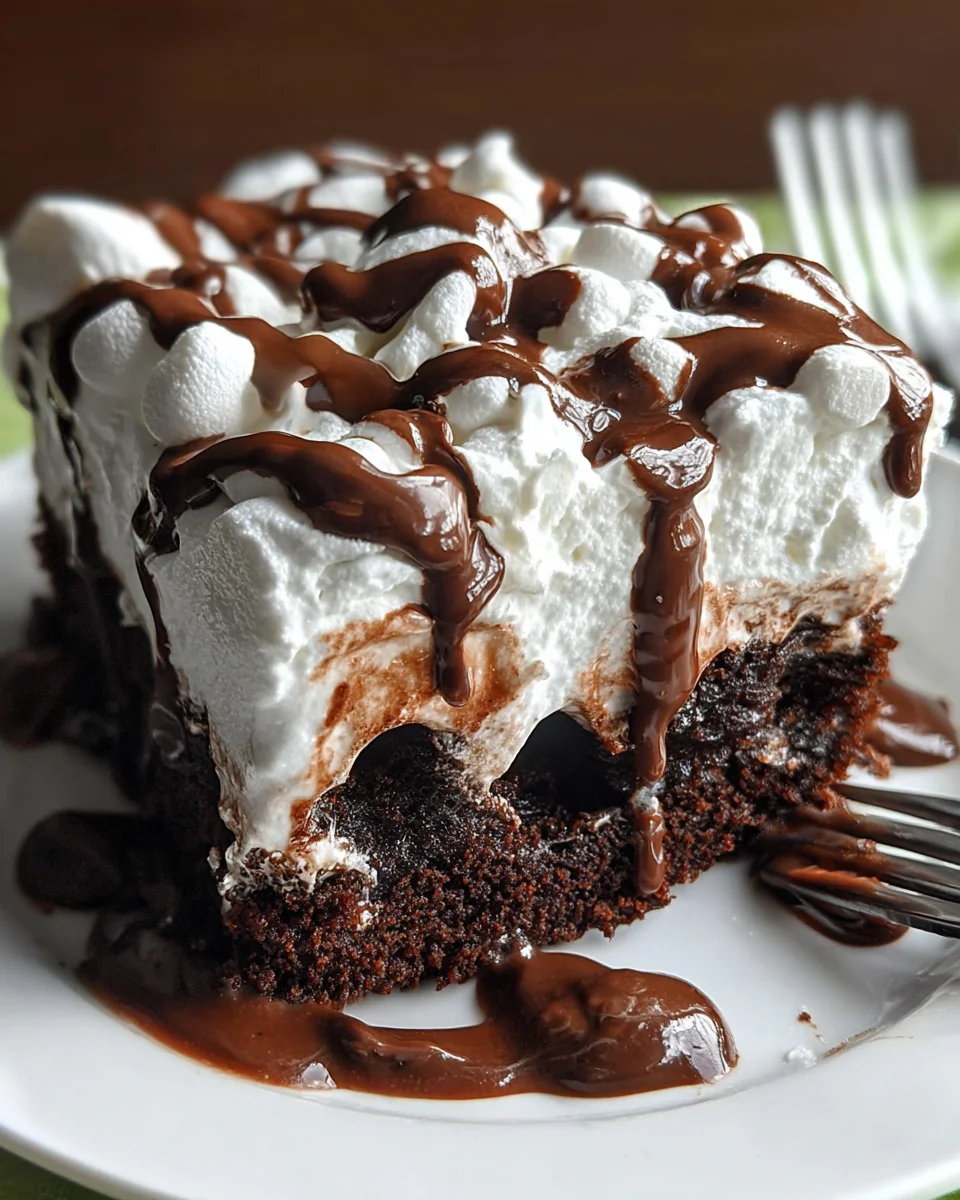 Marshmallow Chocolate Poke Cake 21 Marshmallow
