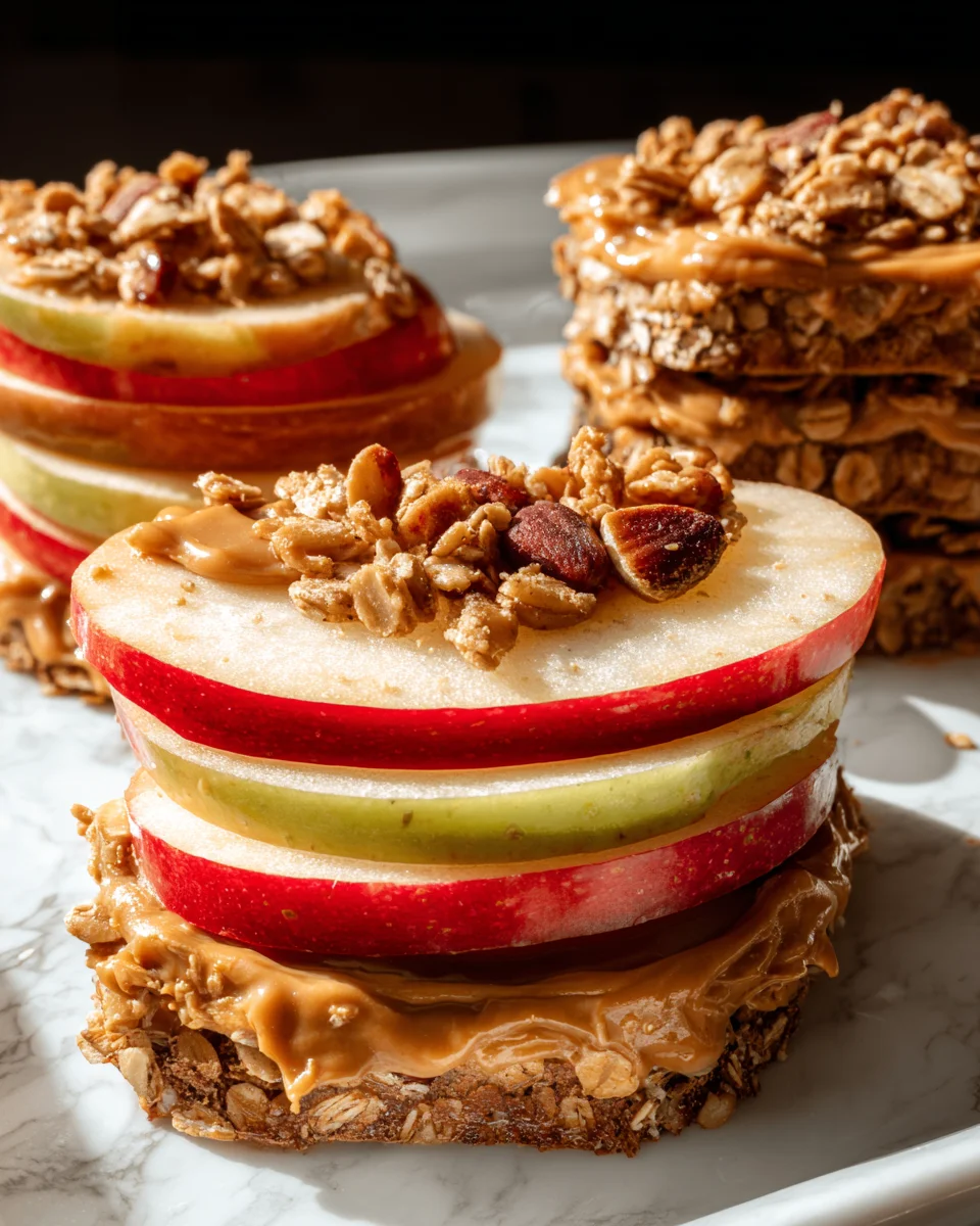 Peanut Butter Apple Sandwiches with Granola