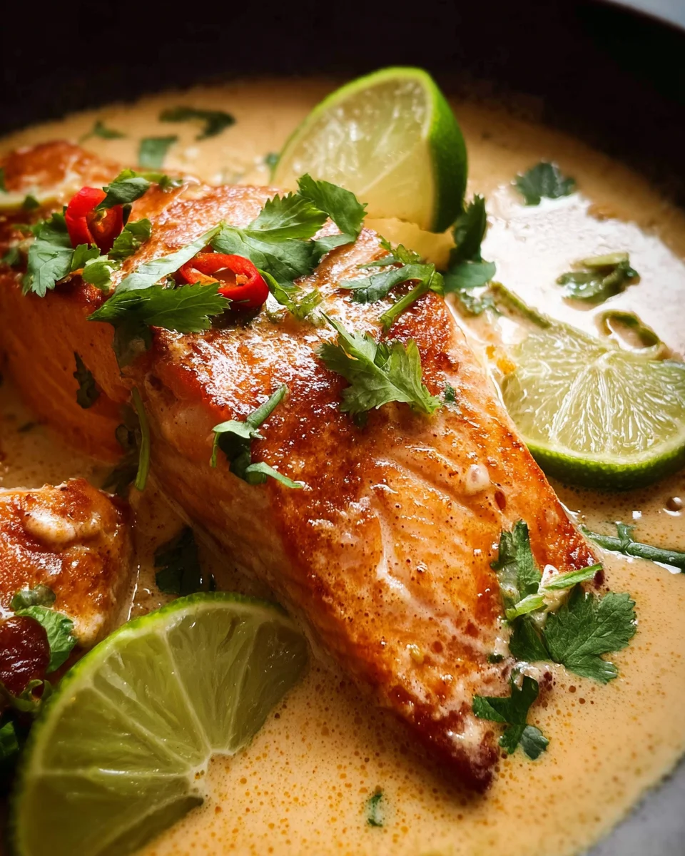 Poached Salmon in Coconut Lime Sauce