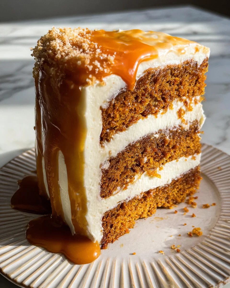 Pumpkin Cake with Cream Cheese Frosting and Salted Caramel Drizzle 33 Pumpkin