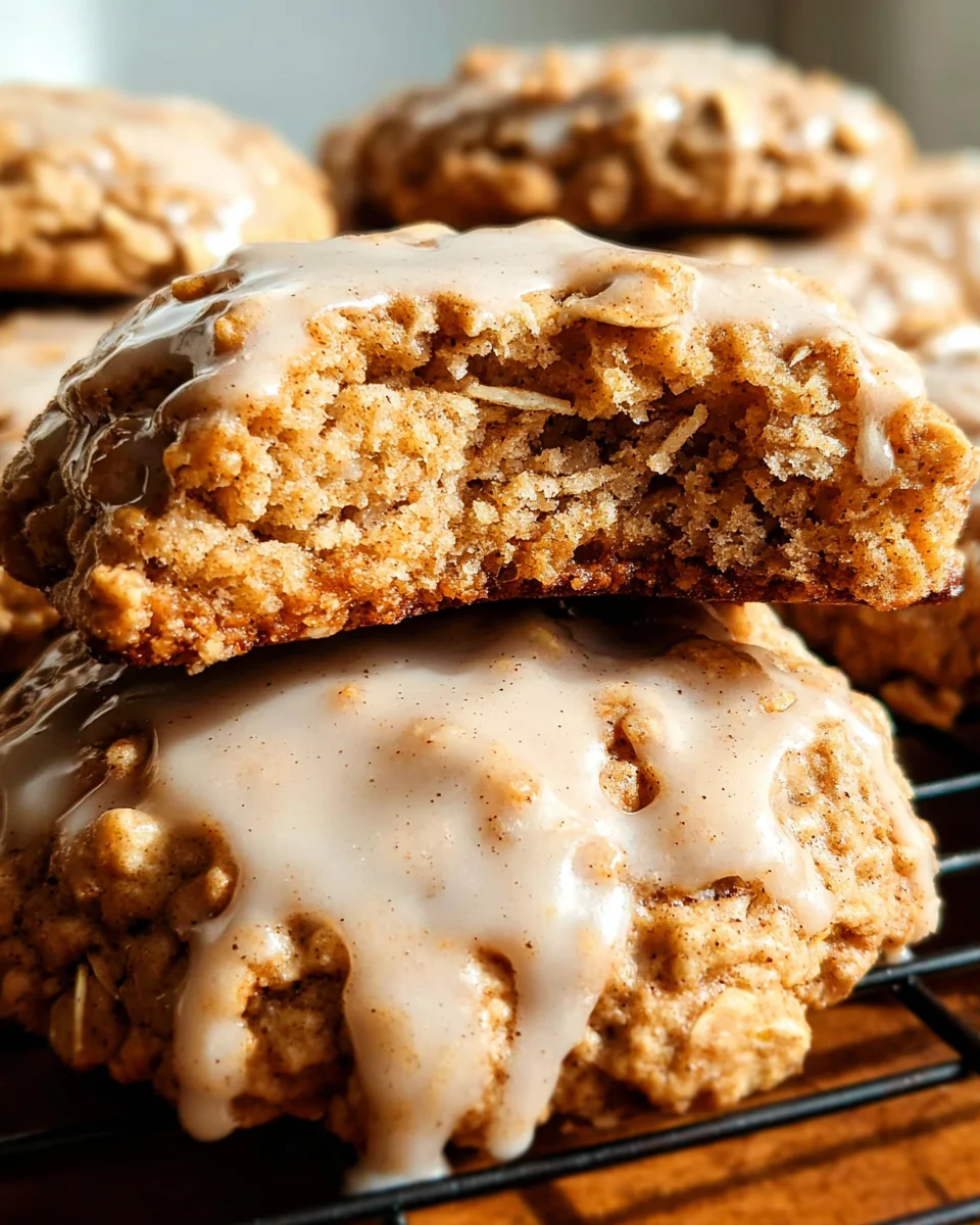 Seriously Thick & Chewy Chai Oatmeal Cookies with Maple Glaze