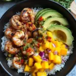 Shrimp and Avocado Bowls with Mango Salsa & Lime-Chili Sauce