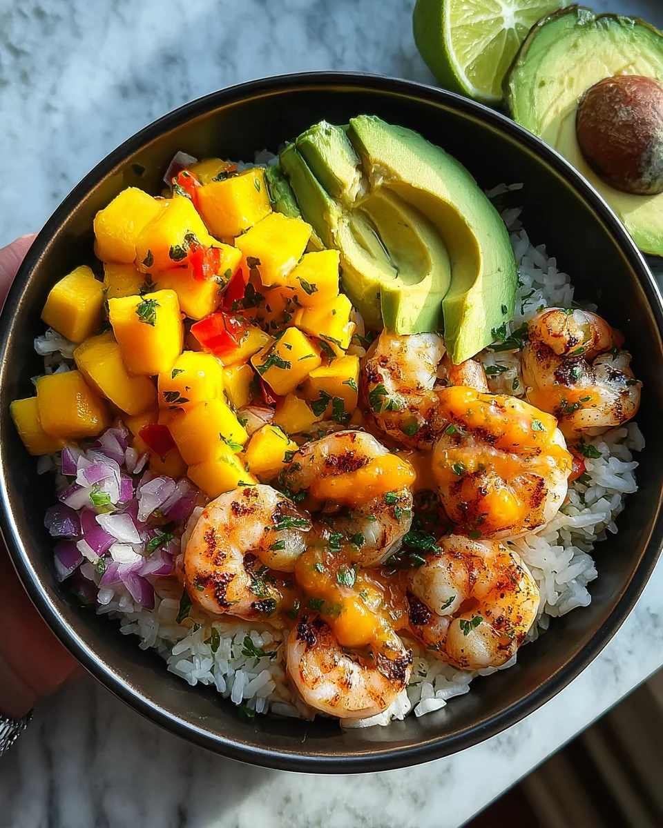 Shrimp and Avocado Bowls with Mango Salsa & Lime-Chili Sauce 19 Shrimp
