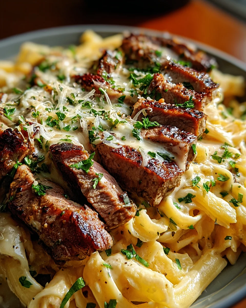 Steak and Creamy Garlic Parmesan Pasta 22 Steak