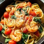 Tomato Spinach Shrimp Pasta