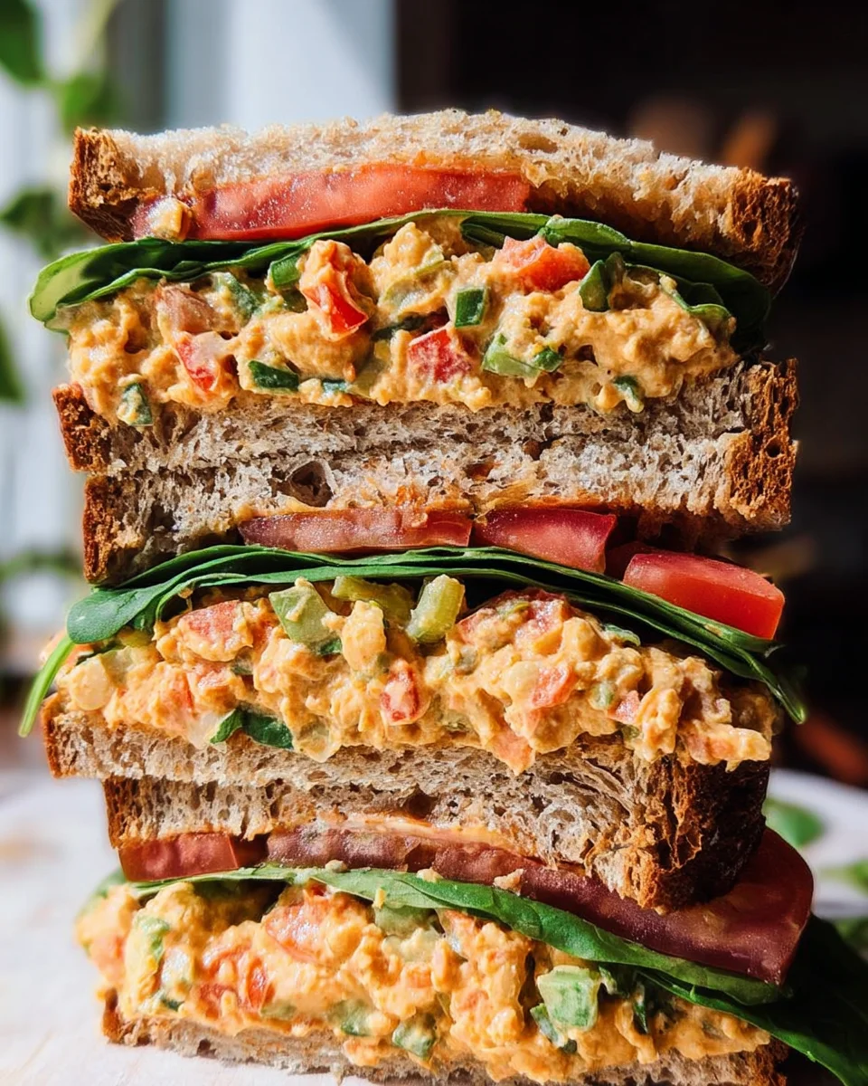 Vegan Buffalo Chickpea Salad Sandwich