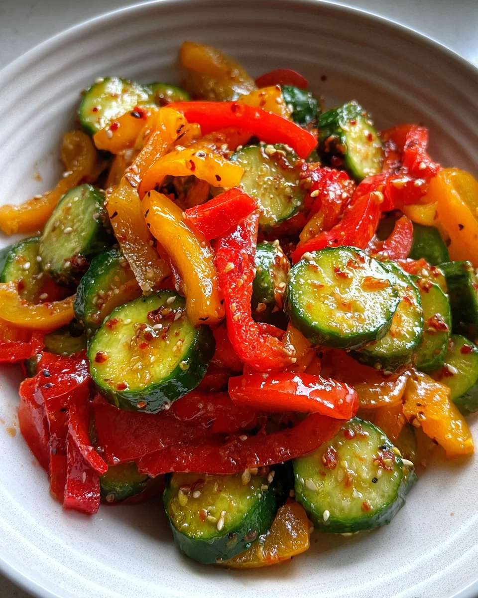 Viral TikTok Cucumber & Bell Pepper Salad