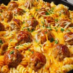 BBQ Ranch Meatball & Cheddar Pasta Skillet