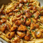 Sticky Honey Garlic Chicken Pasta Skillet
