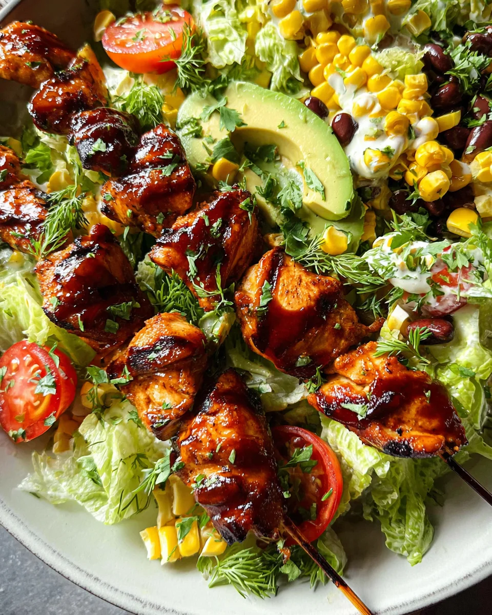 BBQ Chicken Skewer Salad 32 BBQ Chicken Skewer Salad