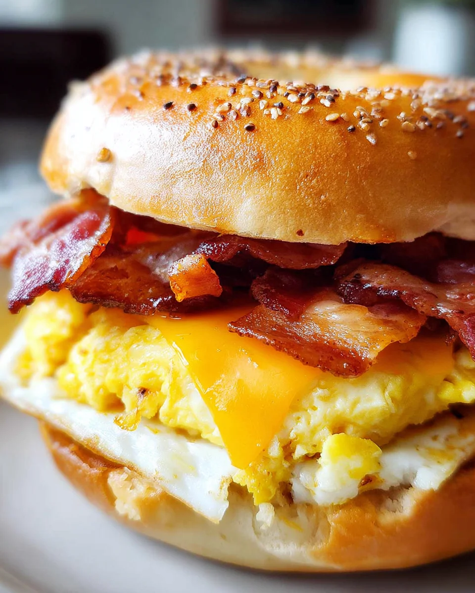 Bacon Egg Cheese Bagel Sandwich