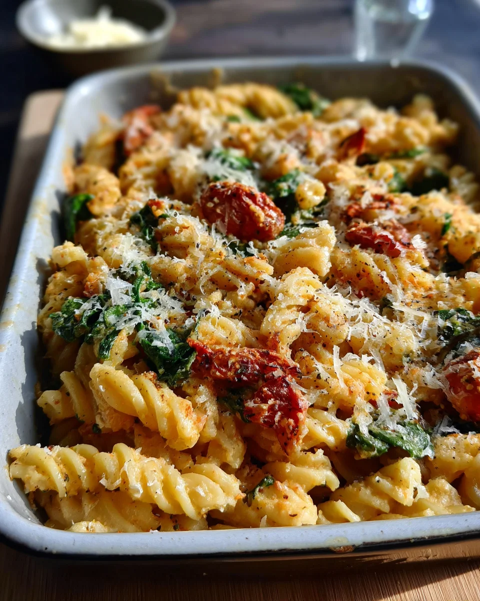 Baked Boursin Cheese Pasta with Sundried Tomatoes and Spinach 18 Baked