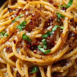 Caramelized Onion Pasta with Chili Oil