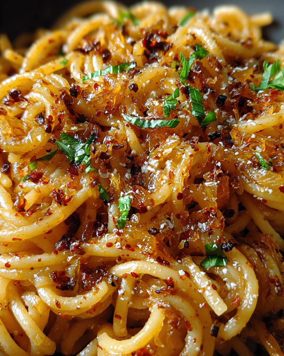 Caramelized Onion Pasta with Chili Oil 24 Caramelized