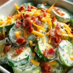 Creamy Cucumber Salad with Bacon and Cheese