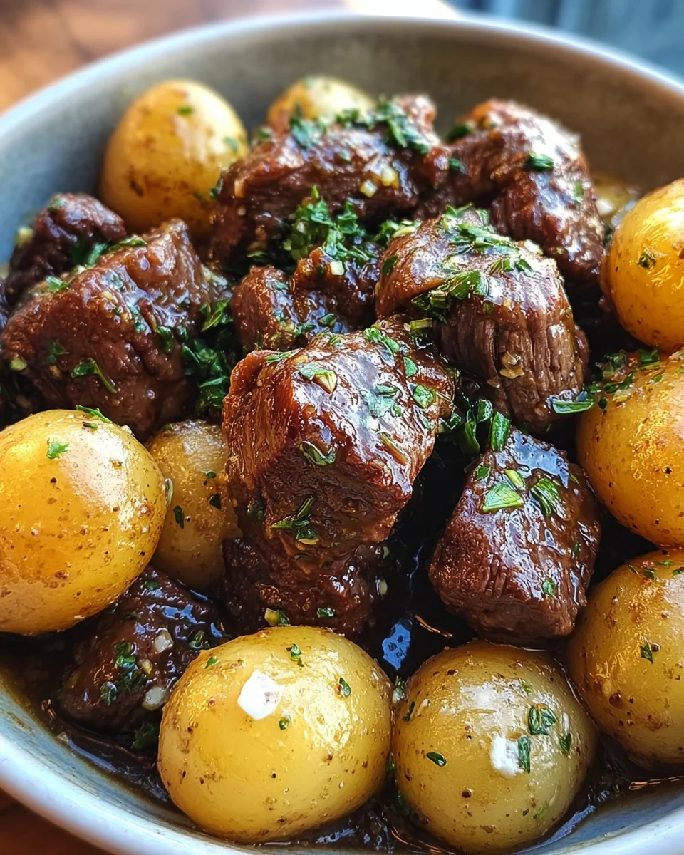 Garlic Butter Beef Bites with Potatoes