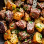 Garlic Butter Steak Bites and Potatoes