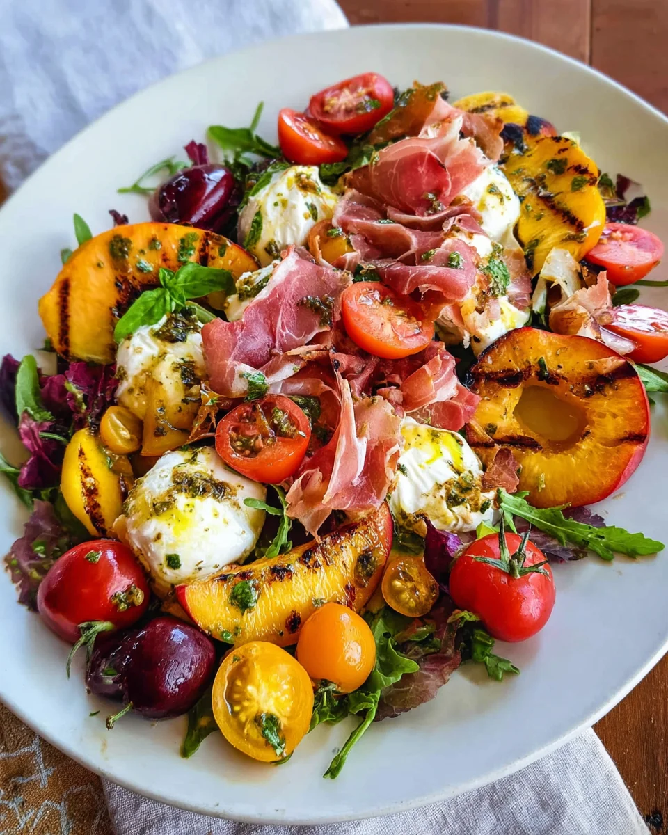 Grilled Nectarine Burrata Prosciutto Salad 17 Grilled