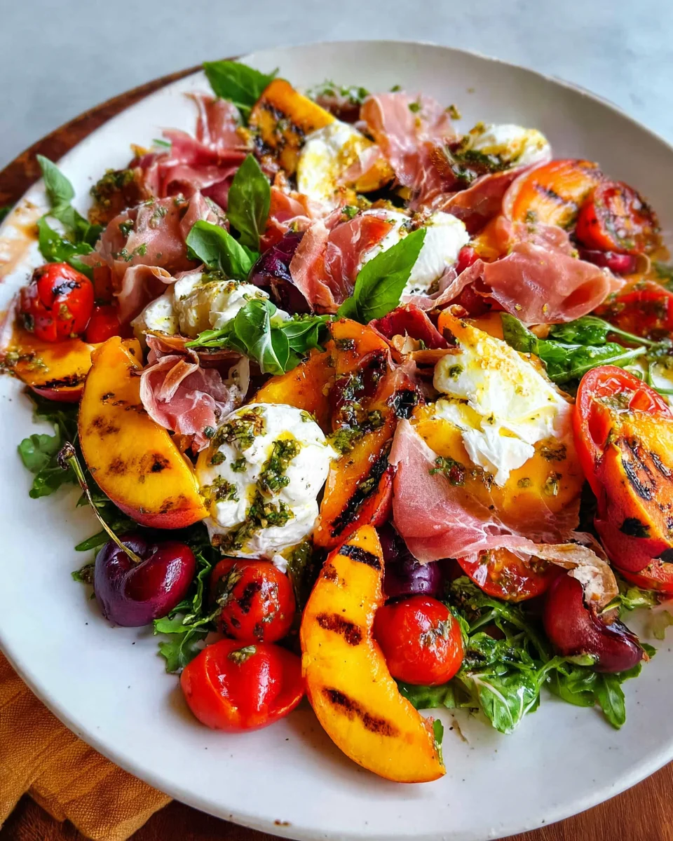 Grilled Nectarine Burrata Prosciutto Salad 18 Grilled