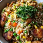 High Protein Crispy Garlic Chicken Fried Rice
