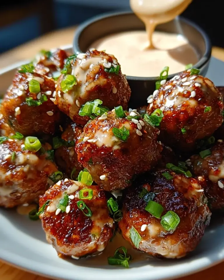 Korean BBQ Meatballs with Spicy Mayo Dip
