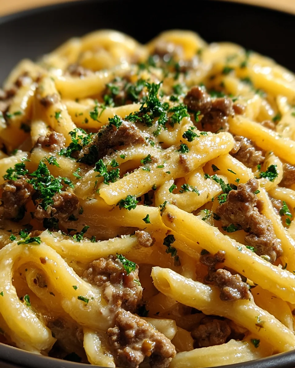 One-Pot Creamy Beef and Garlic Butter Pasta