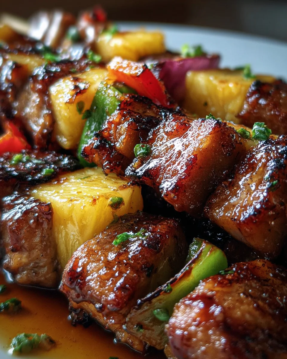 Pineapple BBQ Pork Skewers